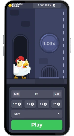 Chicken Road startscherm met x1,03