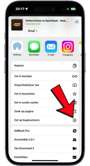 Toevoegen aan Startscherm