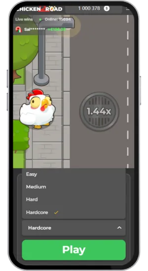 Select difficulty level in Chicken Road 2