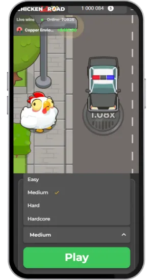 Selecteer moeilijkheidsniveau in Chicken Road 2