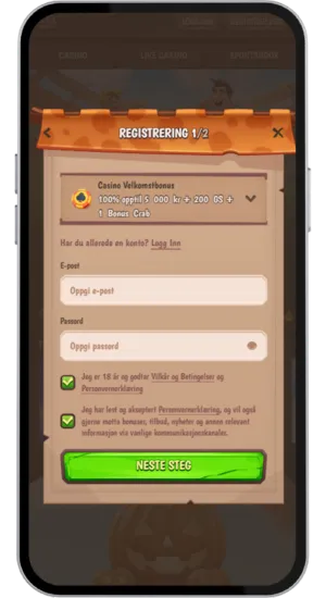 Registrering i Chicken Road 2