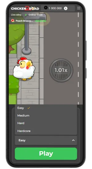 Välj svårighetsnivå i Chicken Road 2